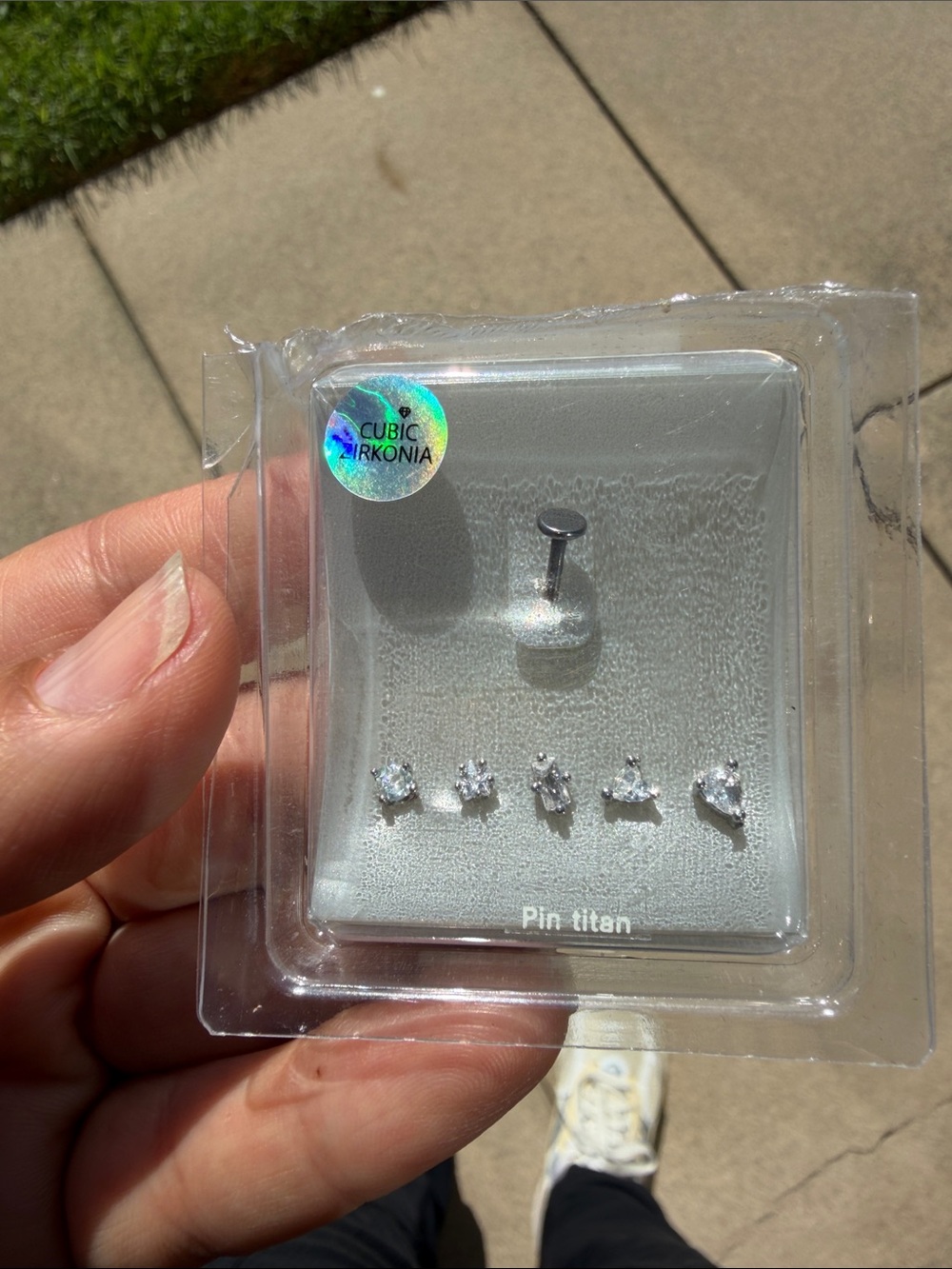 Cubic Zirconia Titanium Stud Jewelry Set - Silver